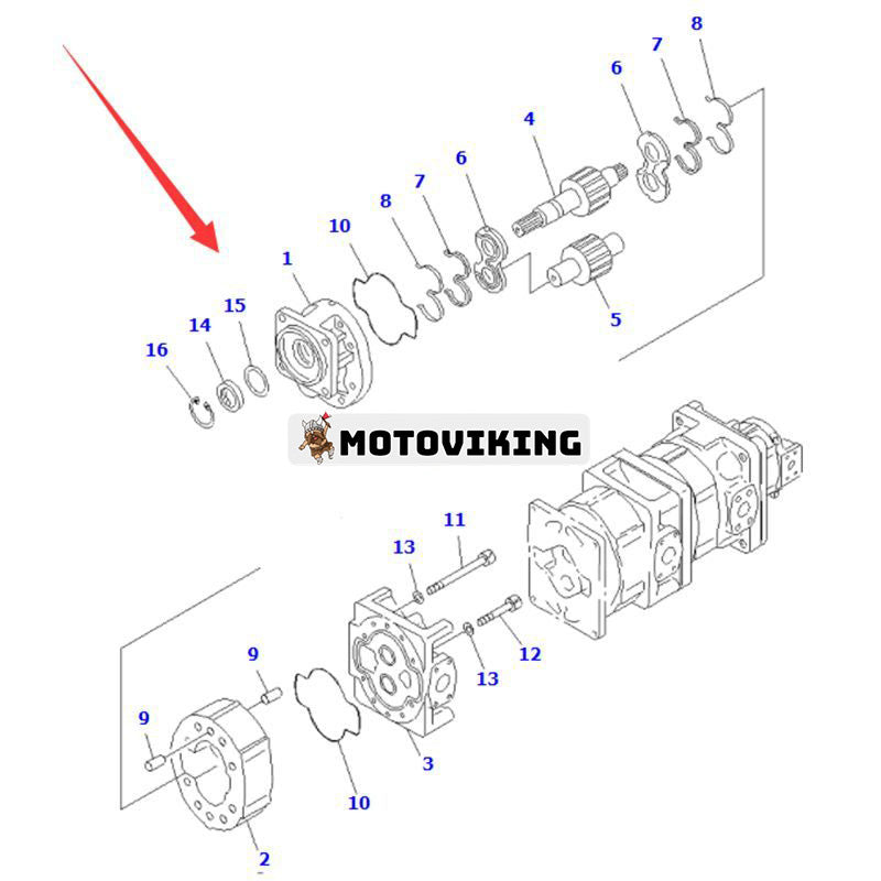 Hydraulpump 705-56-46000 705-56-46010 för Komatsu hjullastare WA1200-3