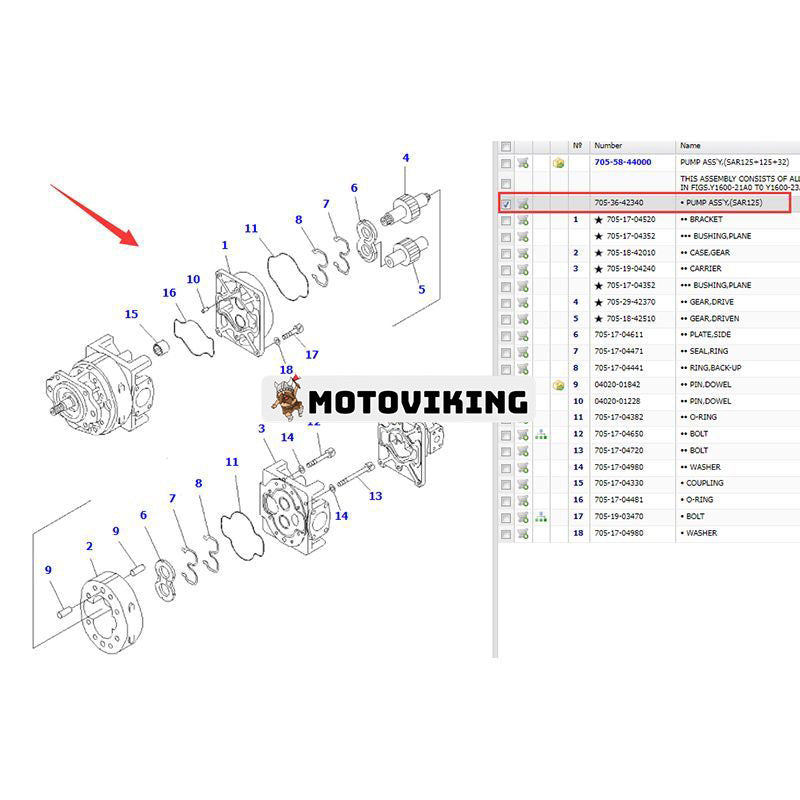 Hydraulpump 705-36-42340 för Komatsu hjullastare WA600-1-A WA600-1 WA600-3 WA600-3D