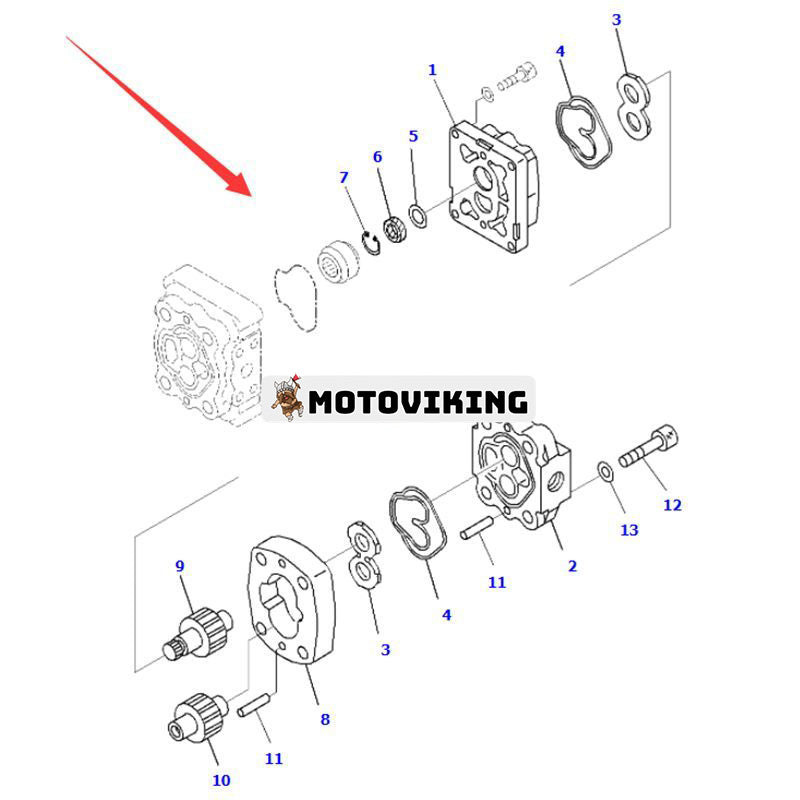 Hydraulpump 705-41-05830 för Komatsu Motor Grader GD705-5