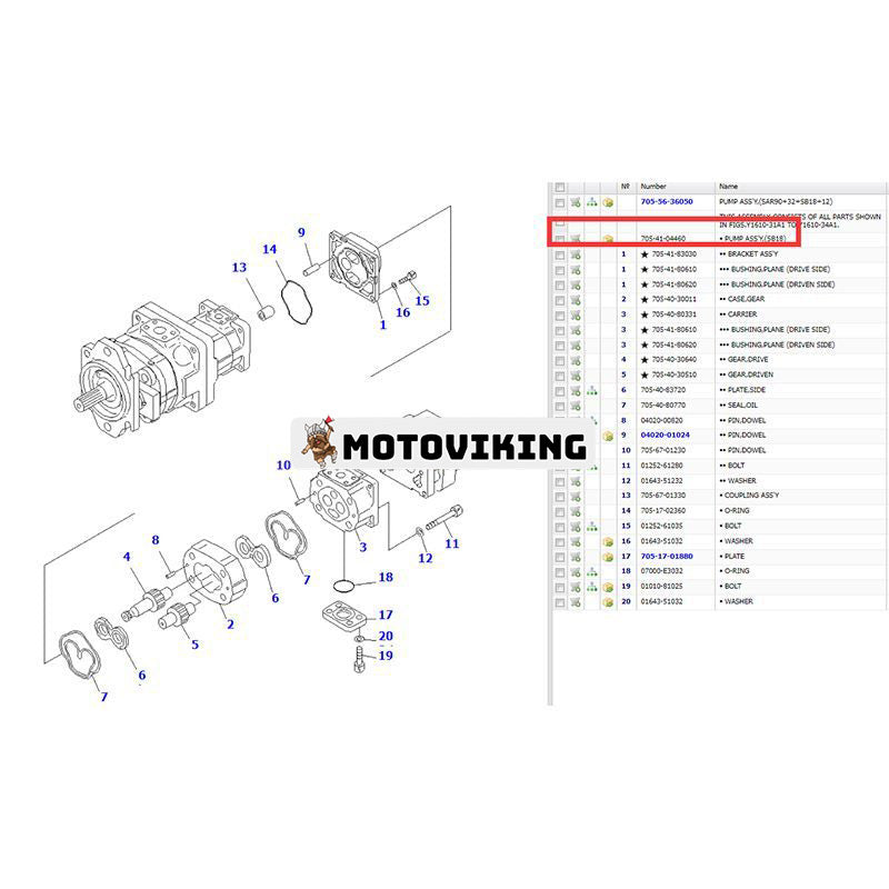 Hydraulpump 705-41-04460 för Komatsu hjullastare WA320-6 WA320PZ-6 WA320L-5 WA320-5L WA320-5 WA320PT-5L