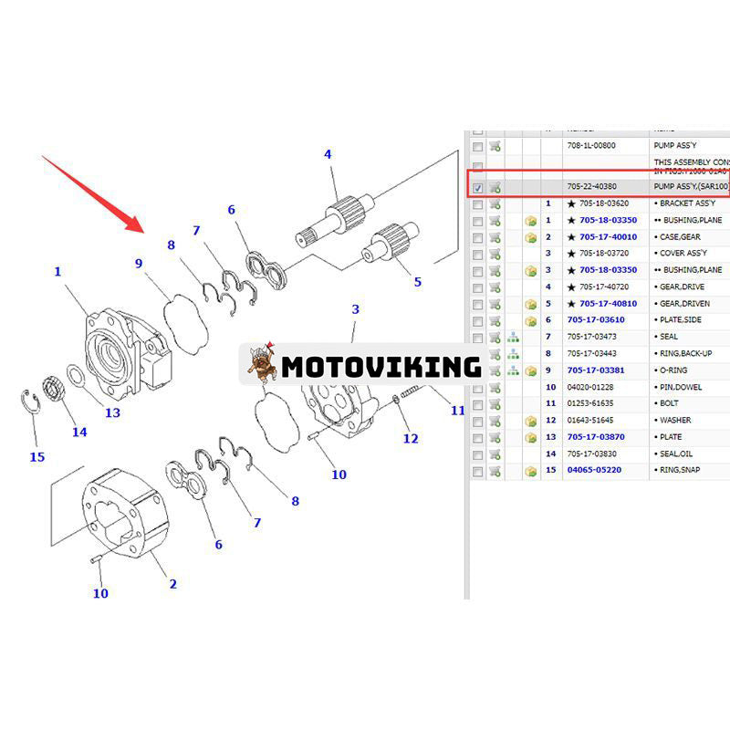 Hydraulpump 705-22-40380 för Komatsu grävmaskin PC1250-8 PC1250LC-8 PC1250LC-11