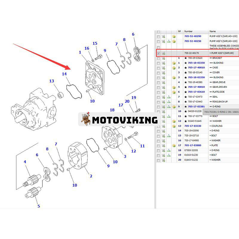 Hydraulpump 705-22-40170 för Komatsu Bulldozer D475A-2 D475A-3 D475A-3-SC