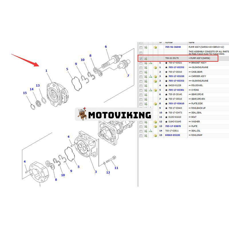 Hydraulpump 705-22-35170 för Komatsu hjullastare WA250-5 WA250L-5 WA250PT-5 WA250PTL-5 WA270-5