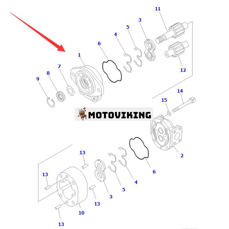 Hydraulpump 705-22-32210 för Komatsu Bulldozer D39PX-22 D39EX-22