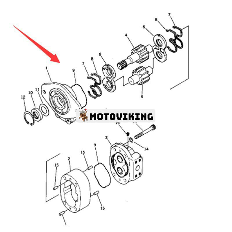 Hydraulisk motorenhet 705-22-29000 för Komatsu Bulldozer D455A-1