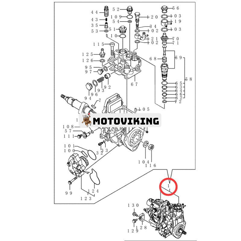 Bränsleinsprutningspump VV72923651320 för Yanmar Engine 3TNV88-BPYB New Holland Grävmaskin E30B E35B