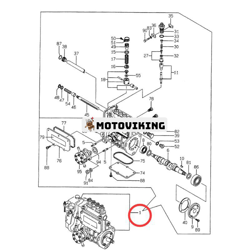 Bränsleinsprutningspump VV72961651370 för Yanmar Engine 4TNE84-YB Kobelco grävmaskin SK40SR SK45SR-2 SD40SR