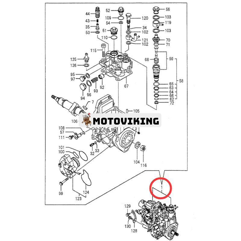 Bränsleinsprutningspump VV72963051320 för Yanmar Engine 4TNV88-BXYB Kobelco Grävmaskin 50SR 50SR-5