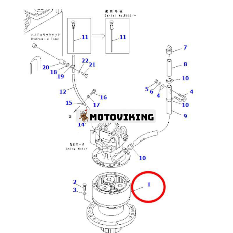 Svängväxellåda 22B-26-01000 för Komatsu grävmaskin PC128US-2 PC138US-2 PC138USLC-2 PC138US-2E
