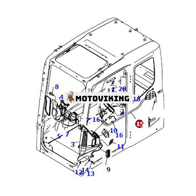 Bildskärmsledningsnät 208-53-12920 för Komatsu grävmaskin PC130-7 PC200-7 PC270-7 PC300-7 PC350-7 PC400-7 PC450-7