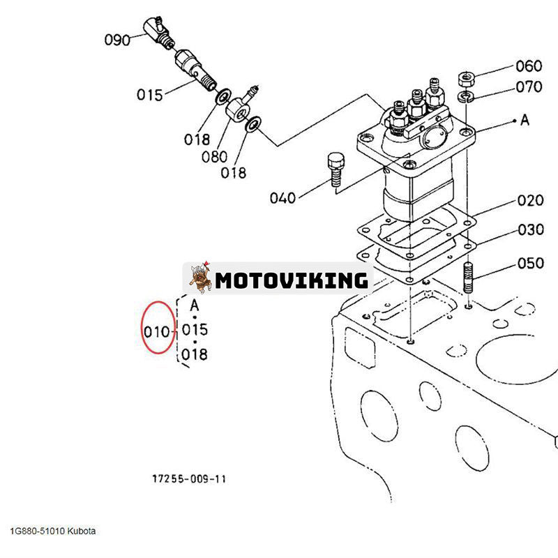 Bränsleinsprutningspumpenhet 1G880-51010 för Kubota Engine D1403