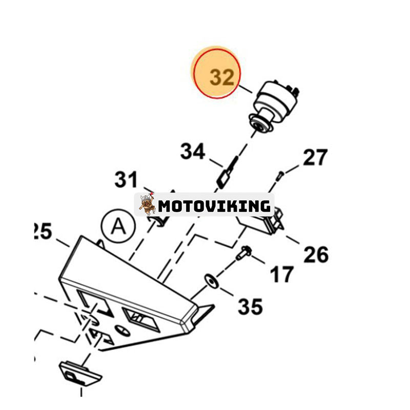 Startströmställare 7296367 för Bobcat Skid-Steer Loader S16 S18