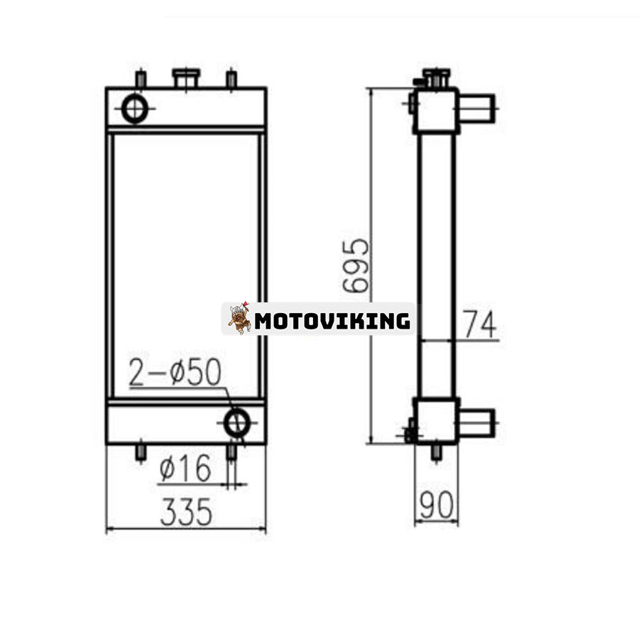 För Hitachi grävmaskin ZX75UR ZX75URT ZX75US-A ZX75UST ZX85US-HCME Vattentank Kylarkärna ASS'Y 4475870