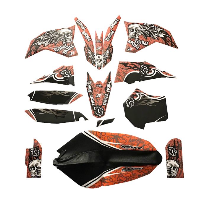 09-12 Sx65 Ktm Tribal Skull 2 Blackbird Full Team Kit 8535B