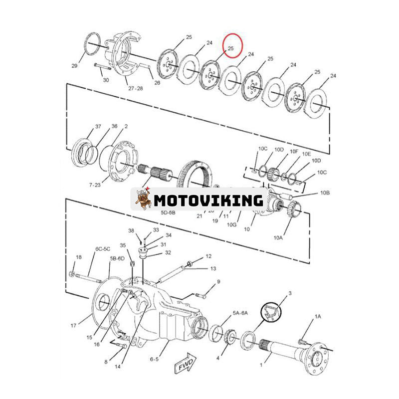 Bromsskiva 230-4017 1028458 för Caterpillar CAT 416B 416C 416D 420D CS-531C CS-531D