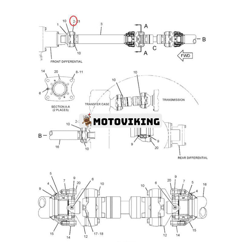 Spindel- och lagerenhet 2V7153 för Caterpillar CAT 815 966C 966R D250B D25C lastbilslastare C6.6 3306 motor