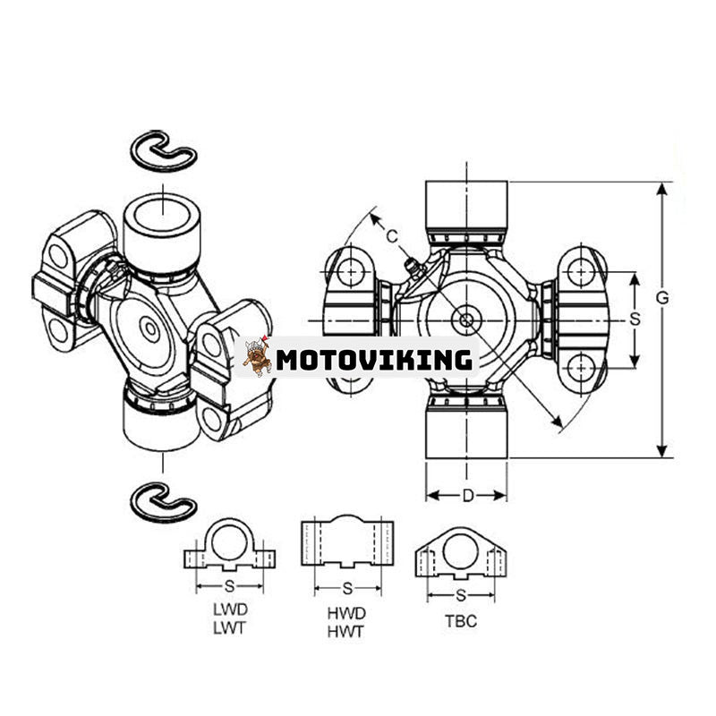 Spider & Bearing Assembly 5-347X Dana Spicer 1480 5C HWD