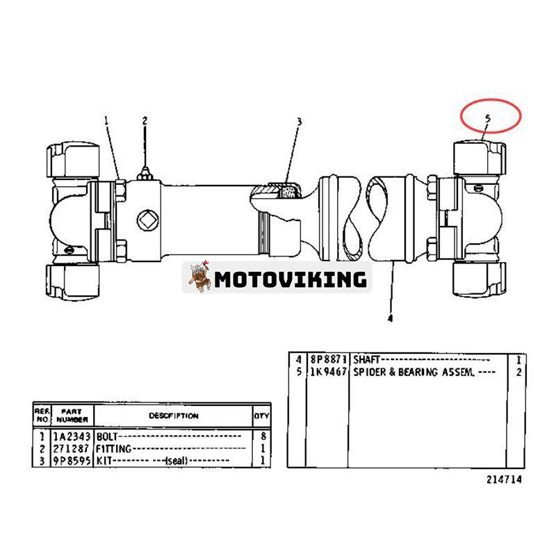 Spindel- och lagerenhet 1K9467 för Caterpillar CAT 561C 561D 977D bandlastare 3306 motor