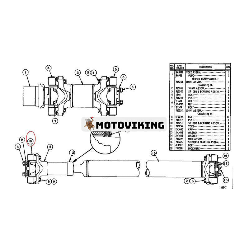 Spindel- och lagerenhet 7J5251 för Caterpillar CAT 613 613B traktor 3208 motor