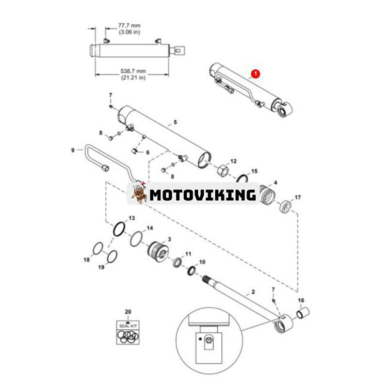 Vänster tiltcylinder 7235738 för Bobcat S630 S650 S740 S750 S770 Lastare