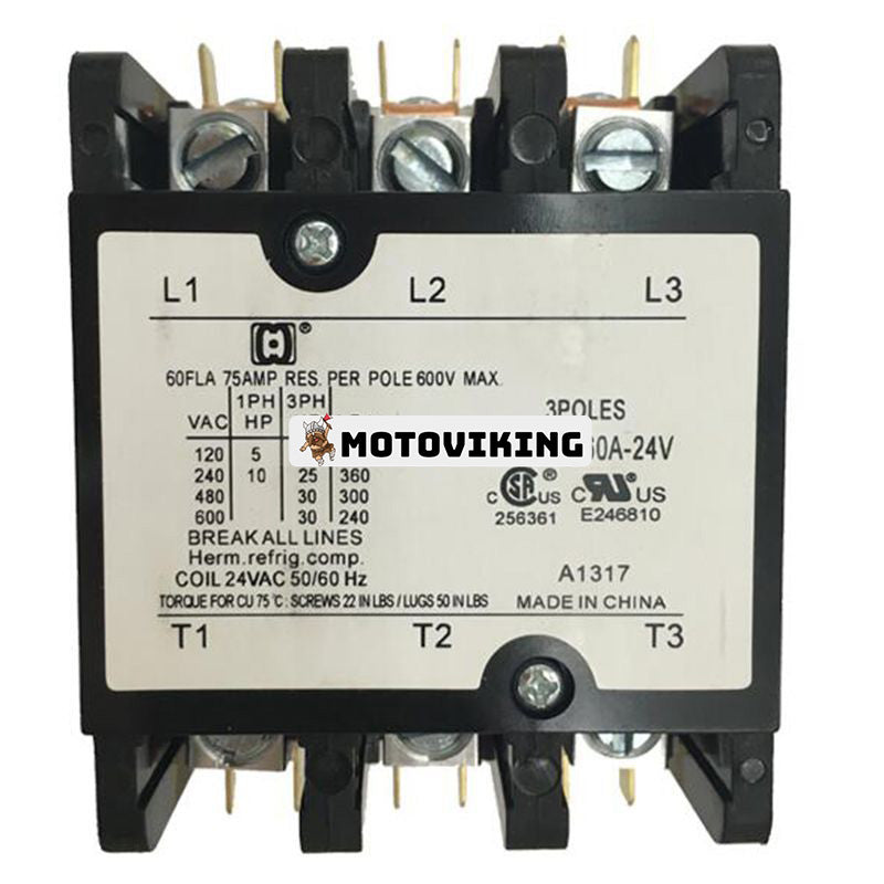 3 poler 24V 25A 25FLA Definite Purpose Contactor SA-3P-25A-24