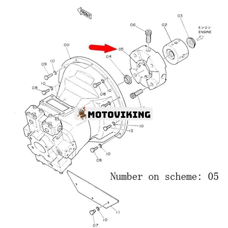 Pumpkoppling 4091497 för Hitachi Grävmaskin EX100 EX100M EX100W EX100WD EX120 EX160WD UH052 UH052M UH062 UH063