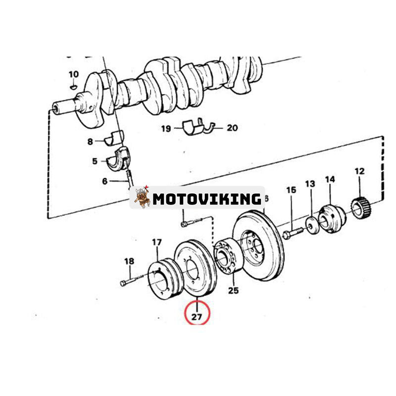 Vevaxelremskiva VOE4772217 4772217 för Volvo L90 L120 L70C EW200 EC200 EW230B EC230B L90D