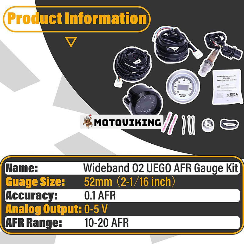 AEM 30-4110 Wideband Gauge Controller AFR O2 Air Fuel Ratio 2 1/16" 52mm med 4,9 LSU-sensor