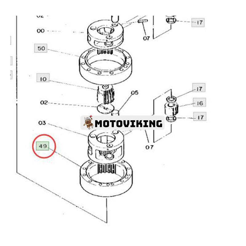 Kuggkrans 2024077 för John Deere Engine 4039 4239 Grävmaskin 70D
