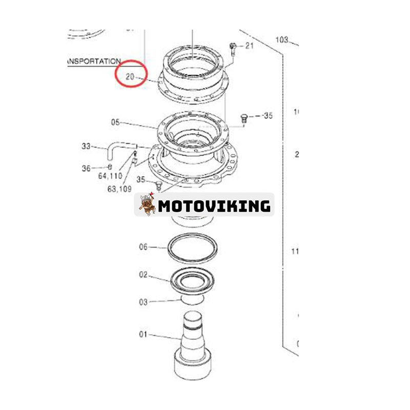 Kuggkrans 1025957 för Hitachi Grävmaskin ZX180LC ZX200 ZX210H ZX210K ZX450 ZX450H ZX450 ZX500LC-3