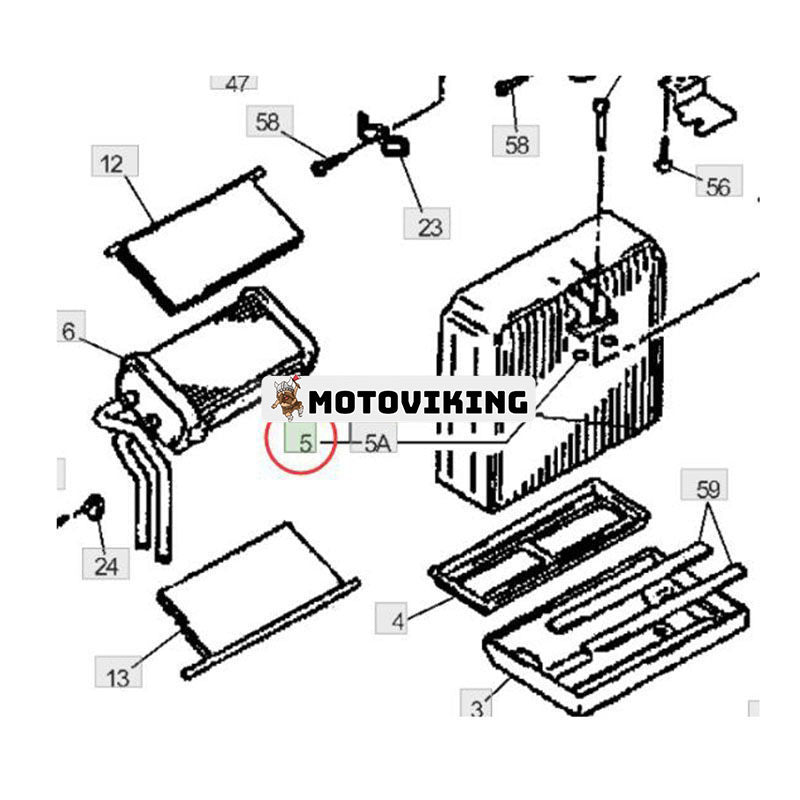 A/C Evaporator 4469056 för John Deere Engine 4045 6125 Grävmaskin 120C 160C 180 450CLC 450DLC 600C 650DLC 800C 850DLC