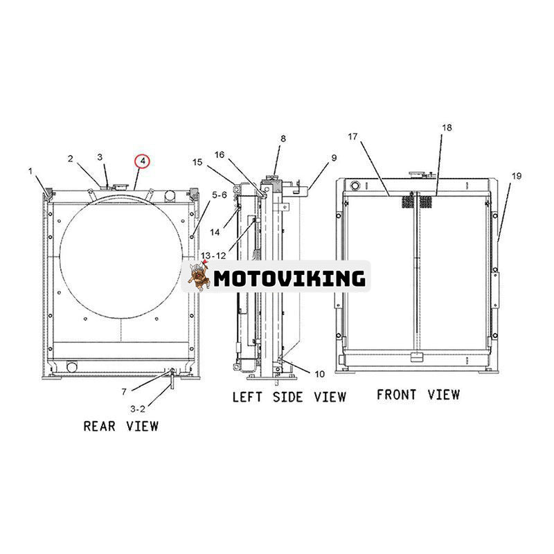 Vattenkylare 171-9008 173-4317 190-5807 för Caterpillar CAT Engine 3046 Grävmaskin 317B 318B