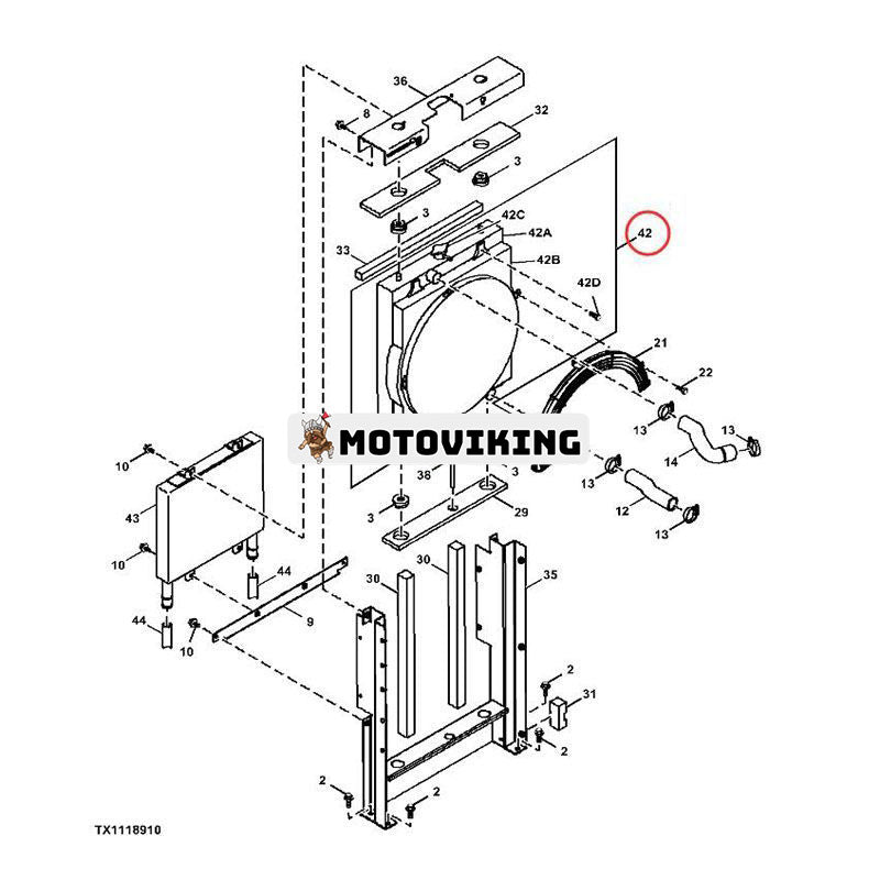 Vattentankkylare 4464825 för John Deere grävmaskin 80C