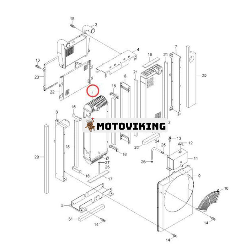 Vattentankkylare 11Q4-41110 11Q441110 för Hyundai grävmaskin R125LCR-9A R145CR-9A