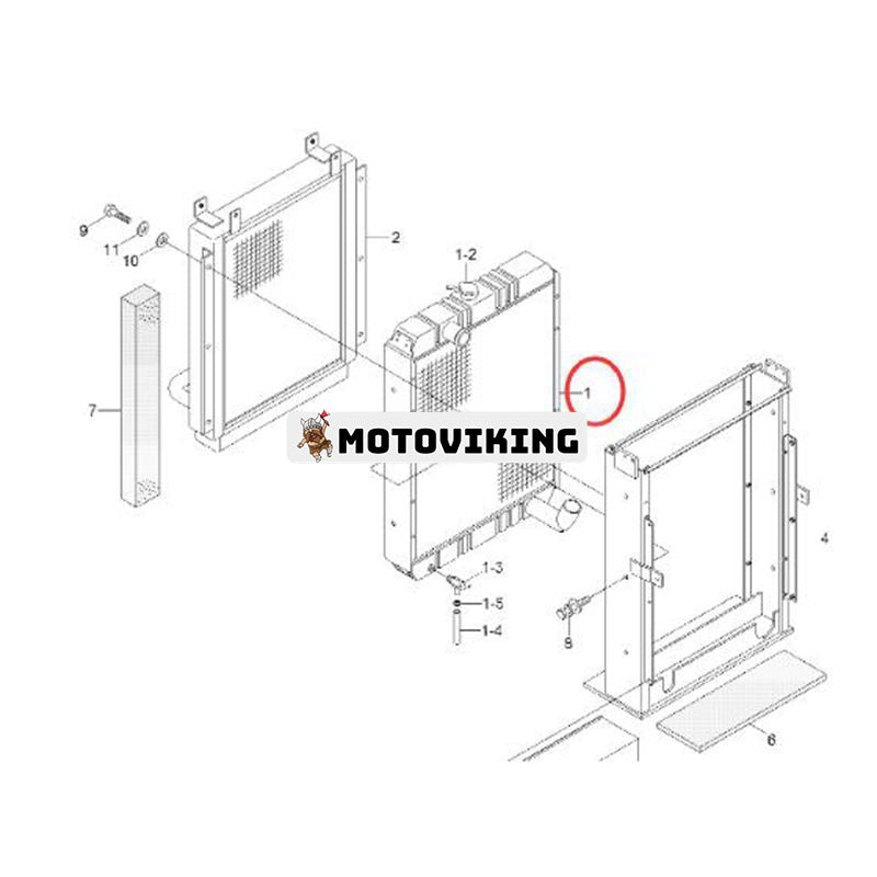 Vattentankkylare 11N4-45020 11N445020 för Hyunadai grävmaskin R140LC-7A R140W-7A