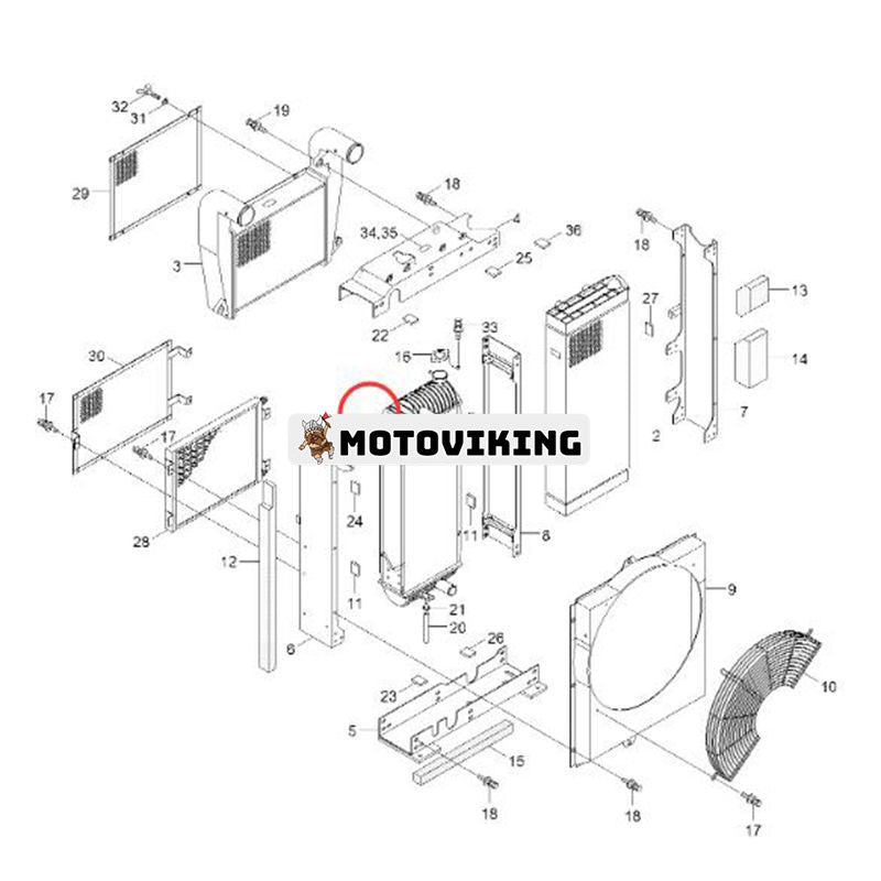 Vattenkylare 11Q4-46210 11Q446210 för Hyundai Grävmaskin R145CR-9