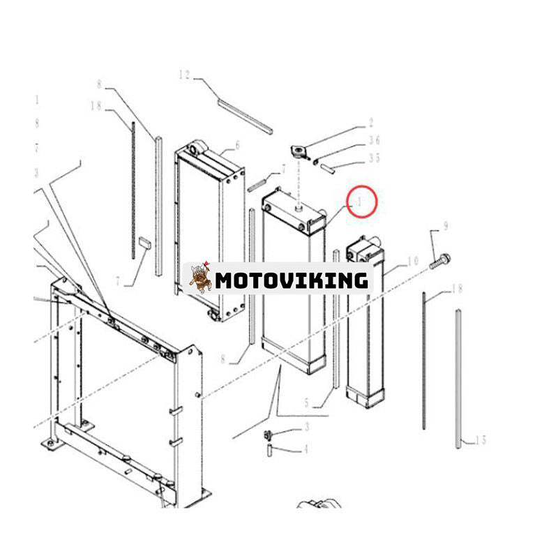 Vattentankkylare LC05P00056S001 för Kobelco grävmaskin SK350-9