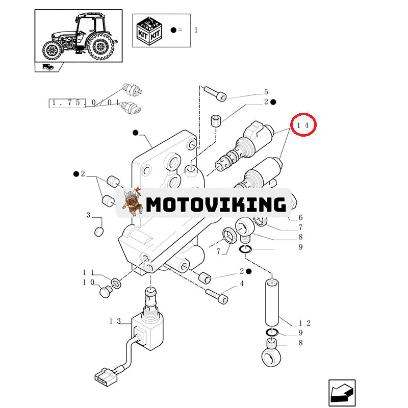 Elektroventil 84148281 F1NN7G473AB för New Holland T4.75V T4050 TN60DA Fodral FARMALL 95N MXM130 JX80U traktor