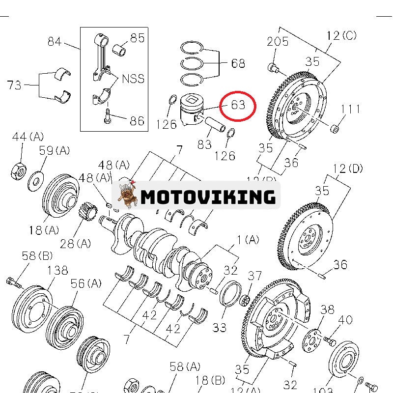 Kolv 8973585740 för Isuzu Engine 4BG1 6BG1 Hitachi Grävmaskin ZX110M ZX210K