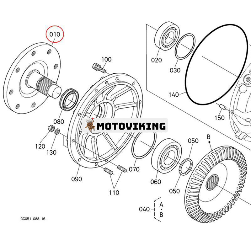 Framaxel 3C011-43710 för Kubota Tractor M5040 M5140 M5660 M7040