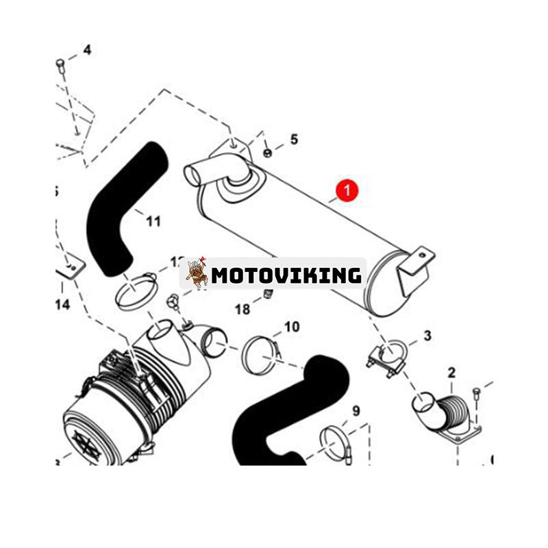 Avgasljuddämpare 7181055 för Kubota Engine V2403 Bobcat Loader S530 S510