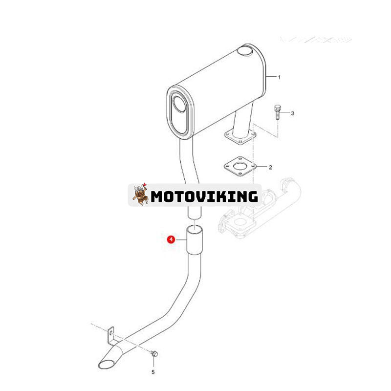 Rörrörsavgas 7002923 för Bobcat Tractor CT335 CT440 CT445 CT450