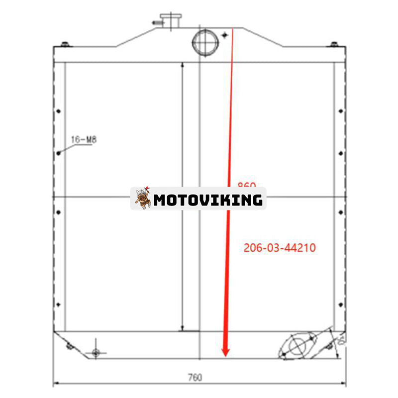 Vattentank Kylarkärna ASS'Y 206-03-44210 för KOMATSU PC220-3 motor 6D105