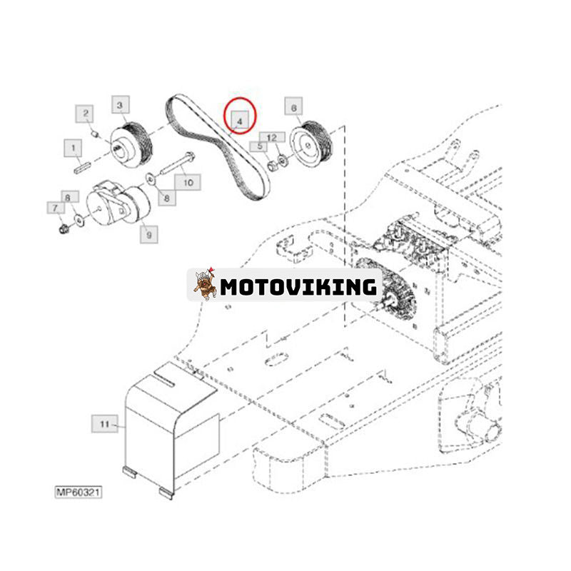 Pumpdrivrem TCU16026 för Kawasaki Engine FD750D FD791D FH721D John Deere gräsklippare 737 757 777 797