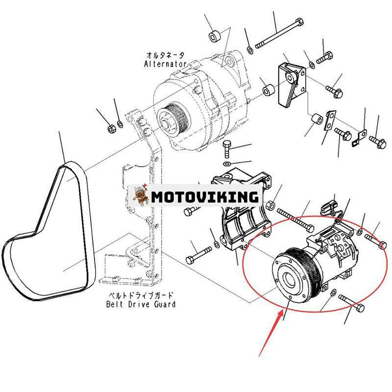 10S15C A/C Kompressor 14X-911-7112 för Komatsu SAA6D140E-6 SAA6D170E-5 Motor PC1250-8 HM400-3 HM400-5 D155AX-7 D375A-6 D375A-8