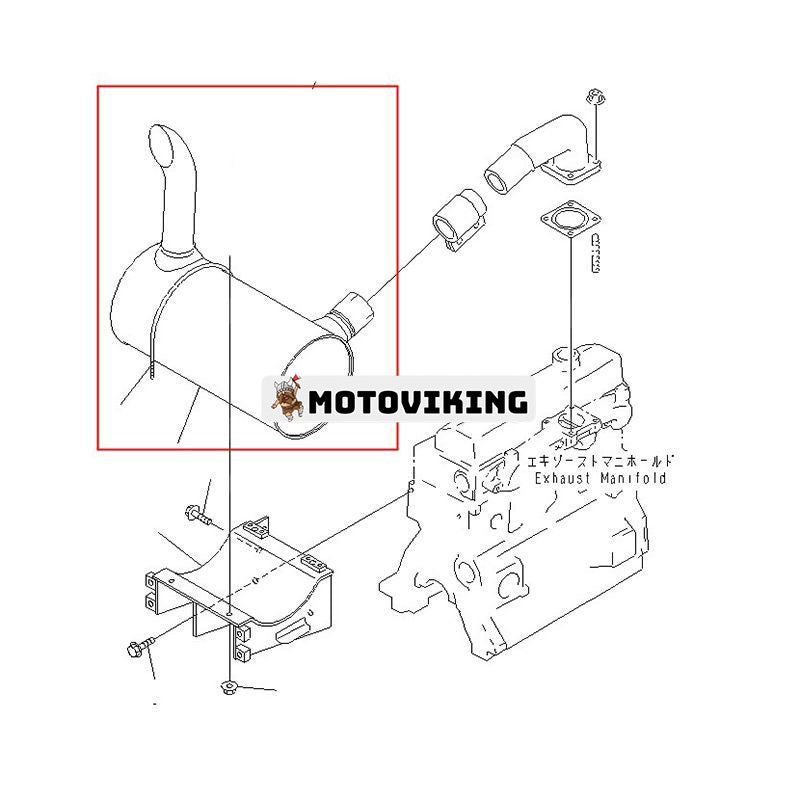 Ljuddämpare 6731-11-5511 för Komatsu Engine 4D102 4D95 Grävmaskin PC75UU-3 PC60-7 PC75US-3 PC75UD-3 PC78MR-6 PC78US-5 PC78US-6 PC78UU-6