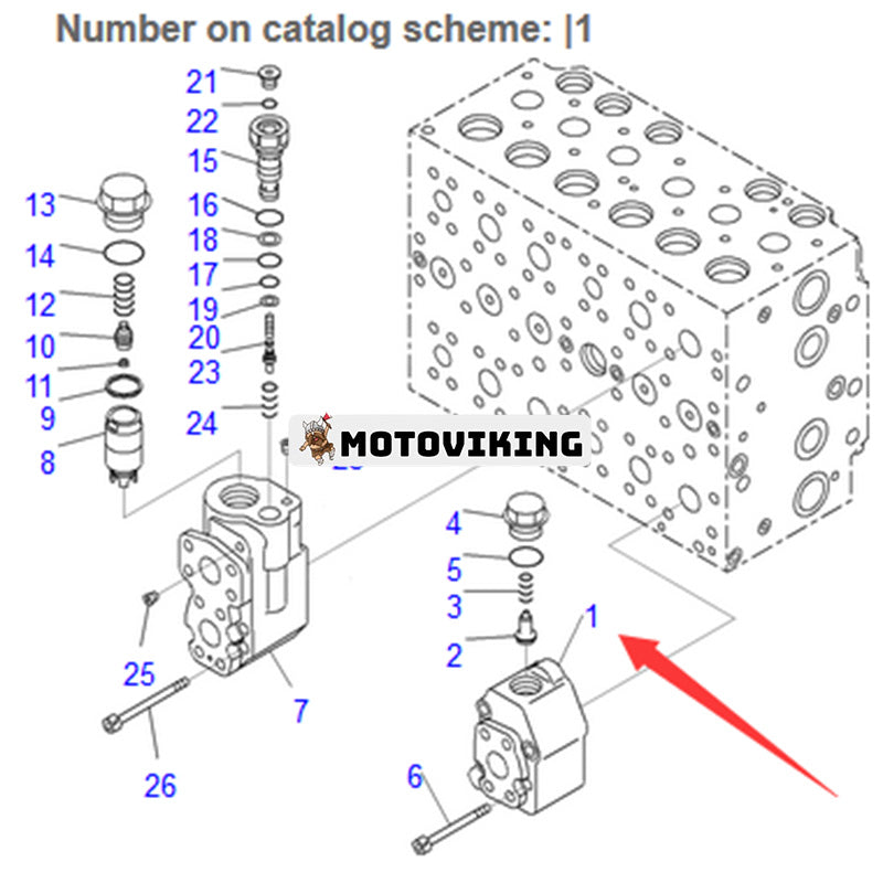 Huvudkontrollventil 723-40-84601 för Komatsu grävmaskin HB205-1 HB215LC-1 PC200-8 PC220-8 PC228US-8 PC270-8 PC300-8M0