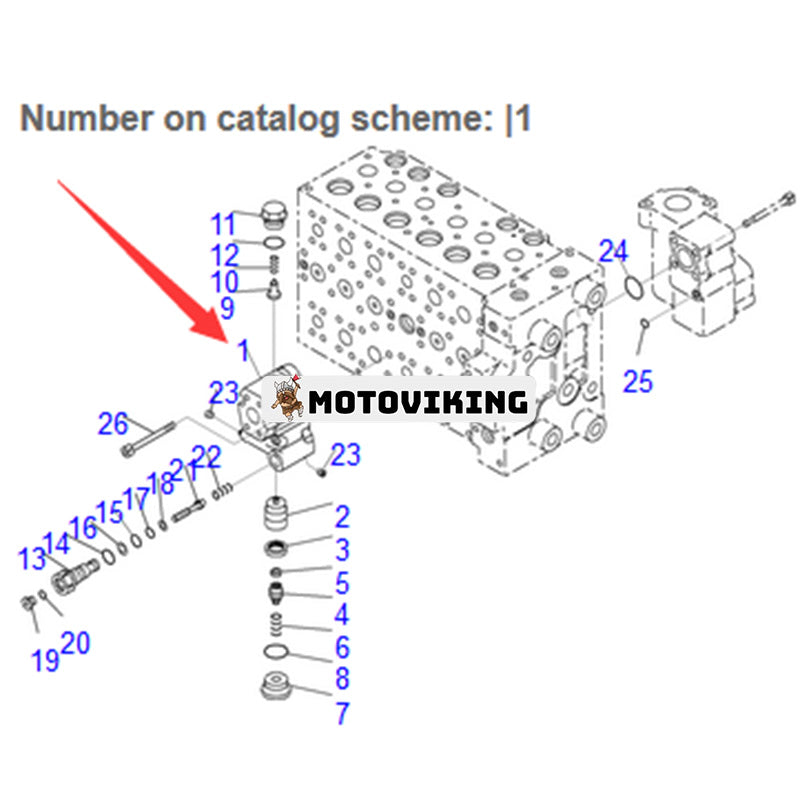 Huvudkontrollventil 723-40-82501 för Komatsu grävmaskin HB205-1M0 PC200LC-8 PC210LC-10 PC228US-8 PC290LC-10 PC308USLC-3E0