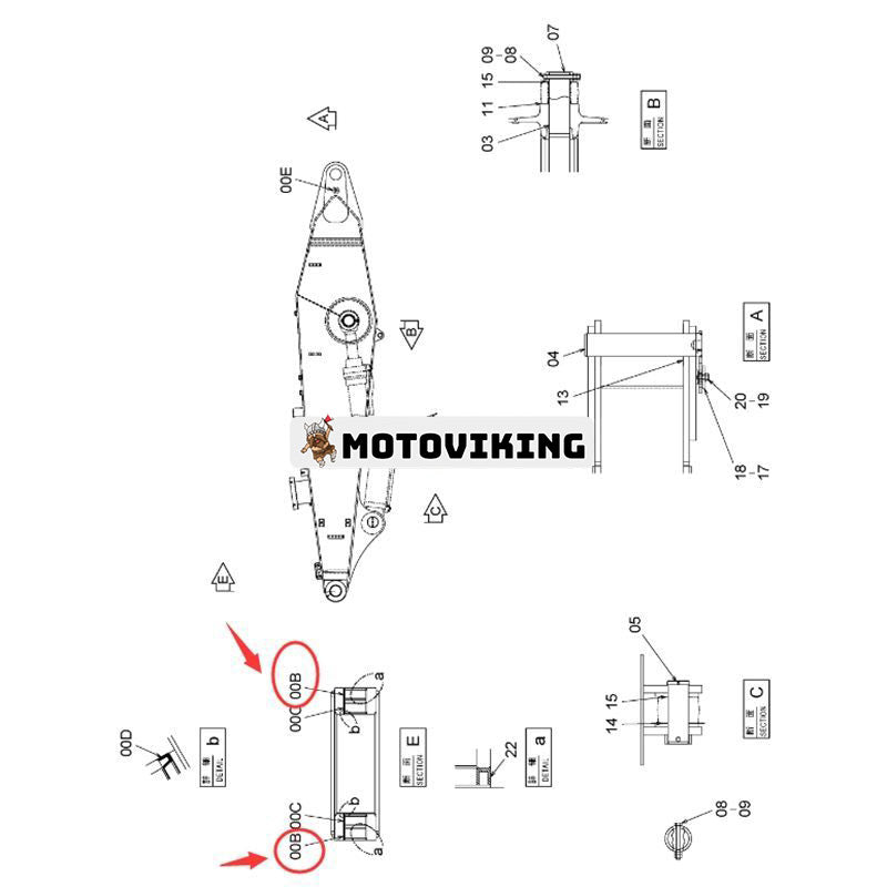 Armbussning 4443884 för John Deere 2954D 2554 370C 85G 2454D 3754D 380GLC 60D 330LC 330LCR 350DLC 85D 60G 350GLC 3554