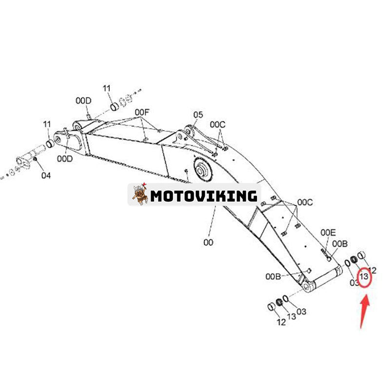 Bombussning 4724237 för Hitachi ZX330-5G ZX330LC-5G ZX350H-5G ZX350K-5G ZX350LC-5B ZX350LCH-5G ZX350LCK-5G ZX350LCN-5B ZX400L-